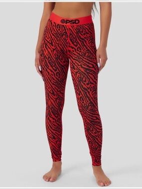 PSD Red & Black Zebra-Pattern Leggings